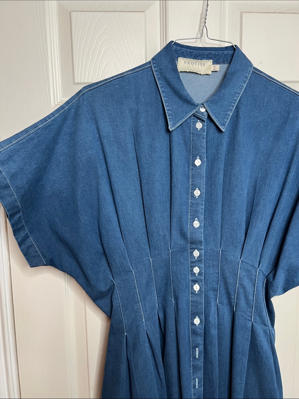 Tobie Shirt Dress by Exquise in Denim - Picture 3 of 4